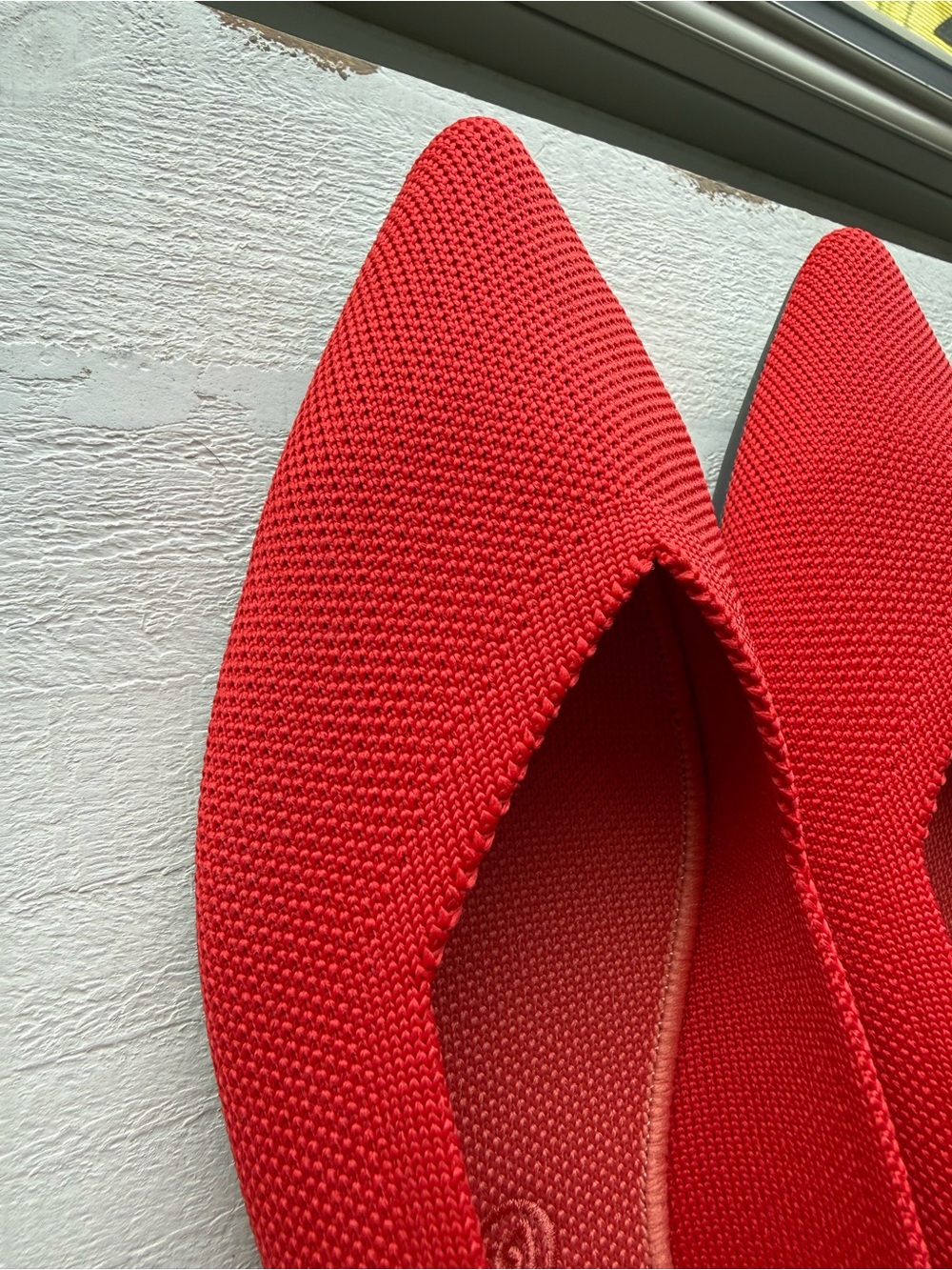 Rothy's Red Pointed Knit Slip-On Flats - Picture 4 of 5